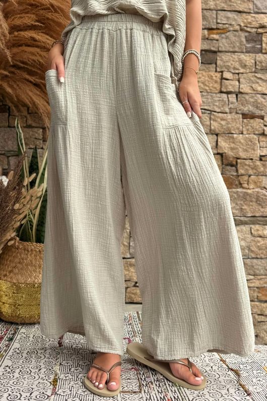 Pure Cotton Santos Quinn Culotte Pant Stone /5 =